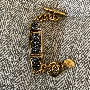 Henri Bendel Black and Gold Rocks Chain Link Bracelet